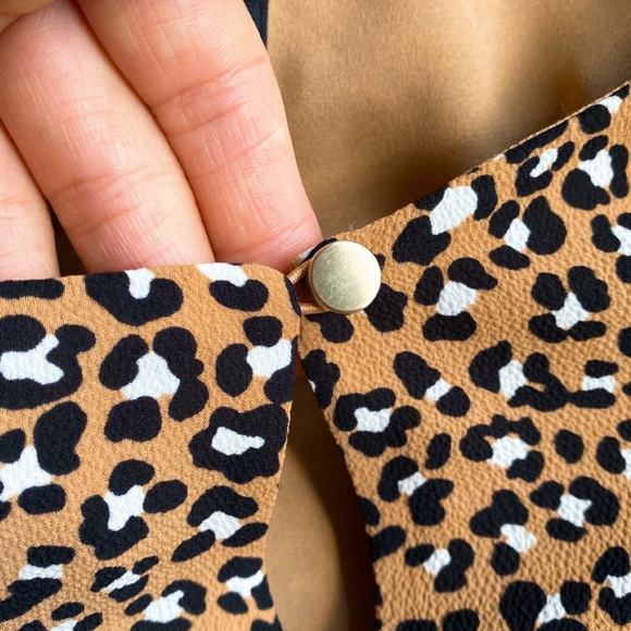 🍂 TALBOTS TAN BLACK ANIMAL PRINT LOOSE LONG SLEEVD DRESS! - Picture 8 of 14